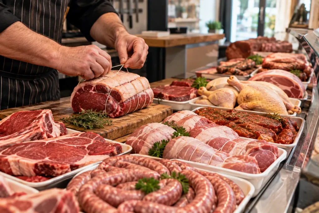 Boucherie – viandes, volailles et saucisses