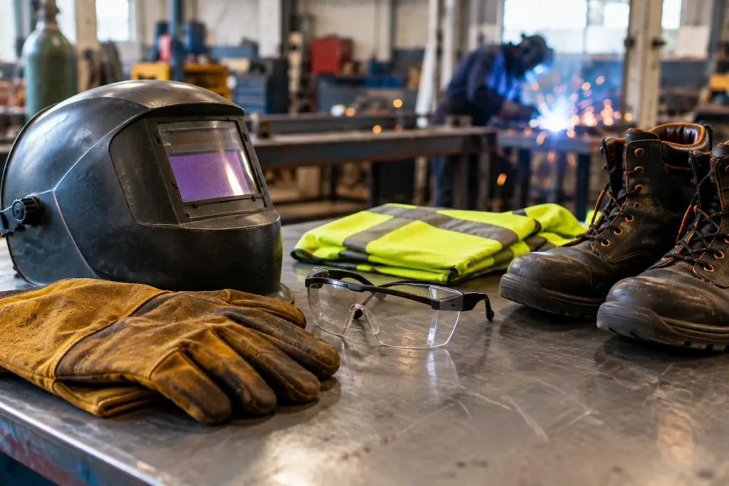 EPI et vêtements de travail – masque de soudure, gants et chaussures de sécurité
