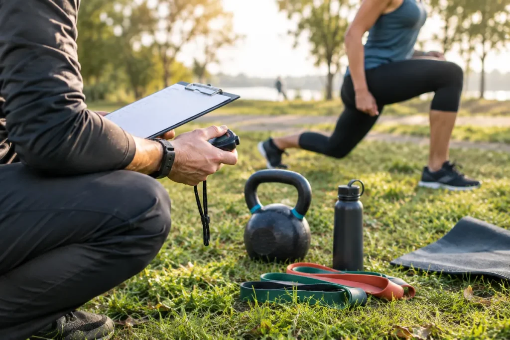 Coach sportif – séance d’entraînement en extérieur