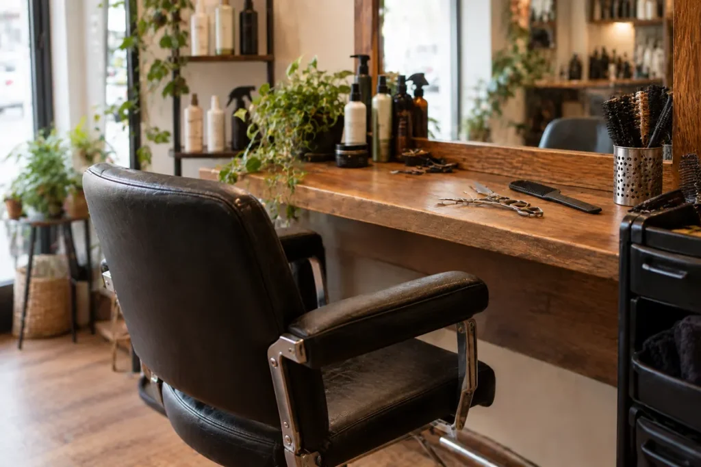 Coiffeur – fauteuil et poste de coiffure en salon