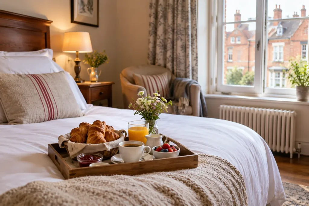 Hébergement – chambre d’hôtes avec plateau de petit-déjeuner