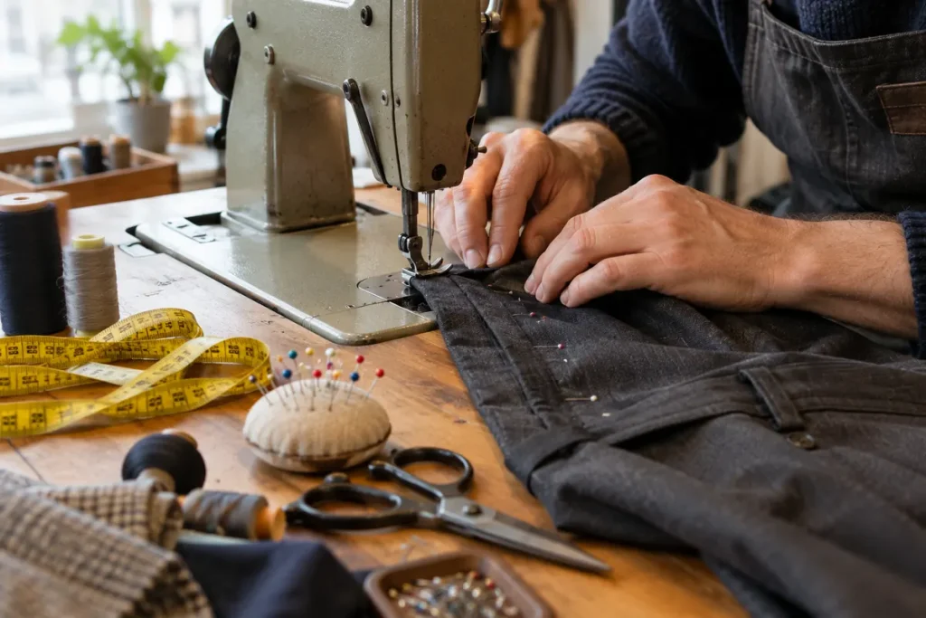 Retouche de vêtements – couturier à la machine à coudre