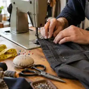 Retouche de vêtements – couturier à la machine à coudre
