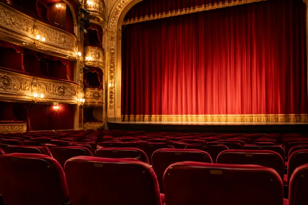 Théâtre – salle à l’italienne avec rideau rouge