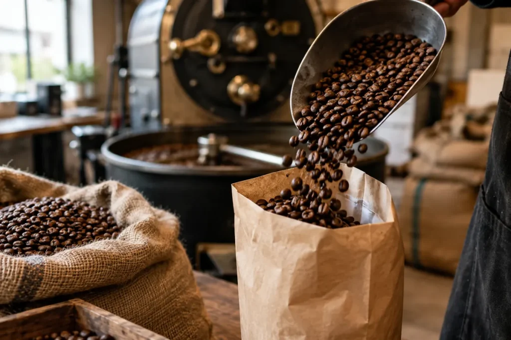 Torréfacteur – café en grain fraîchement torréfié