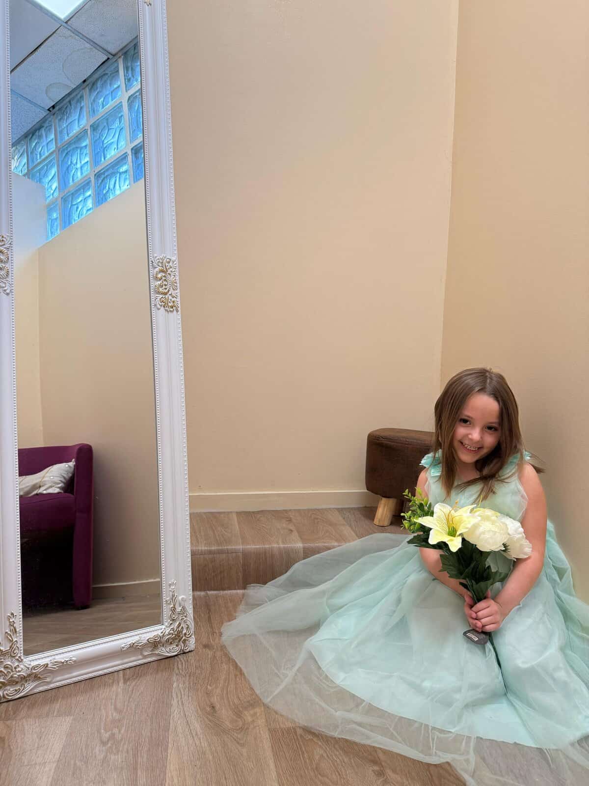 Robe fille vert d'eau en tulle