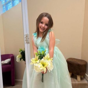 Robe fille vert d'eau en tulle