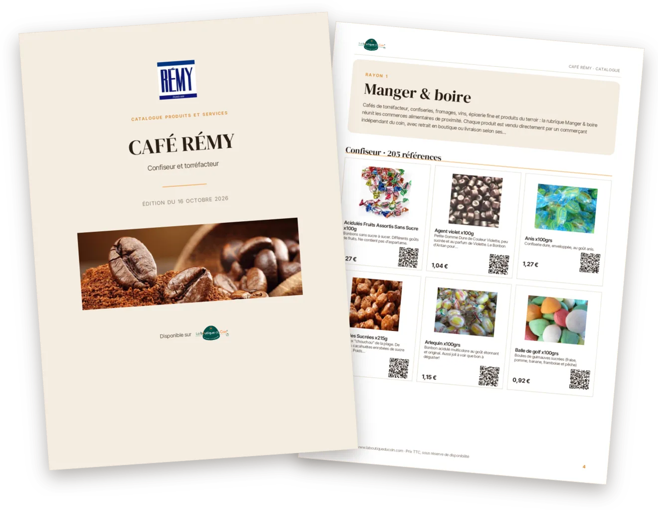 Catalogue PDF généré automatiquement pour un commerçant de La boutique du coin