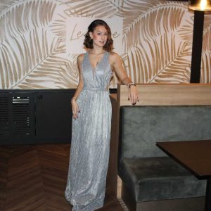 Robe longue argentée dos nu ch 8785