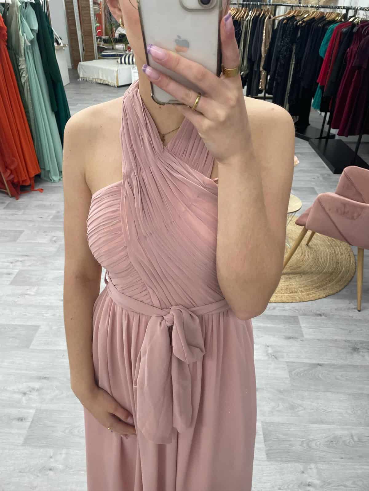 Robe courte de cérémonie rose poudré