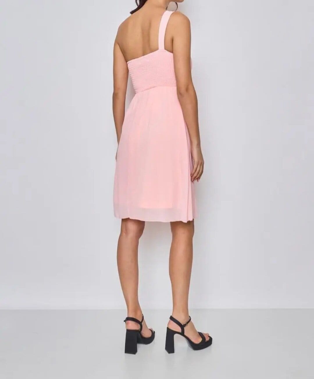 Robe de cérémonie courte asymétrique rose